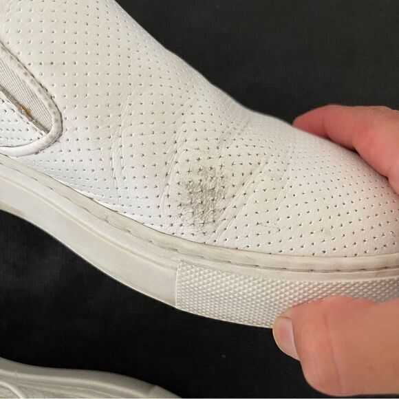 GREATS White Leather Perforated Slip On Sneakers size 8 - Picture 2 of 8